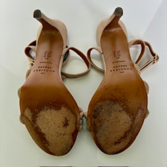 SEZANE High Lison Sandals Blush Suede w/ Gold Details FR39 - Picture 10 of 13